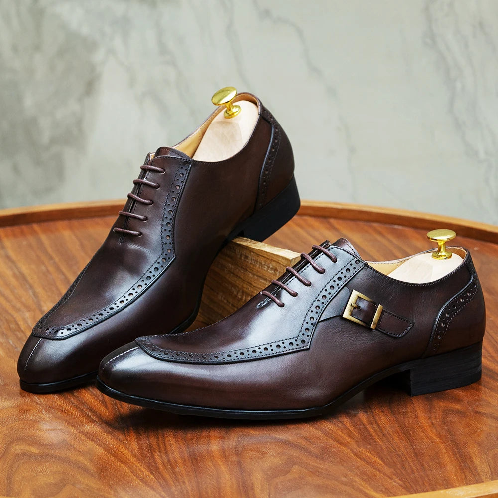 Sapato Oxford Brogue Monk Strap